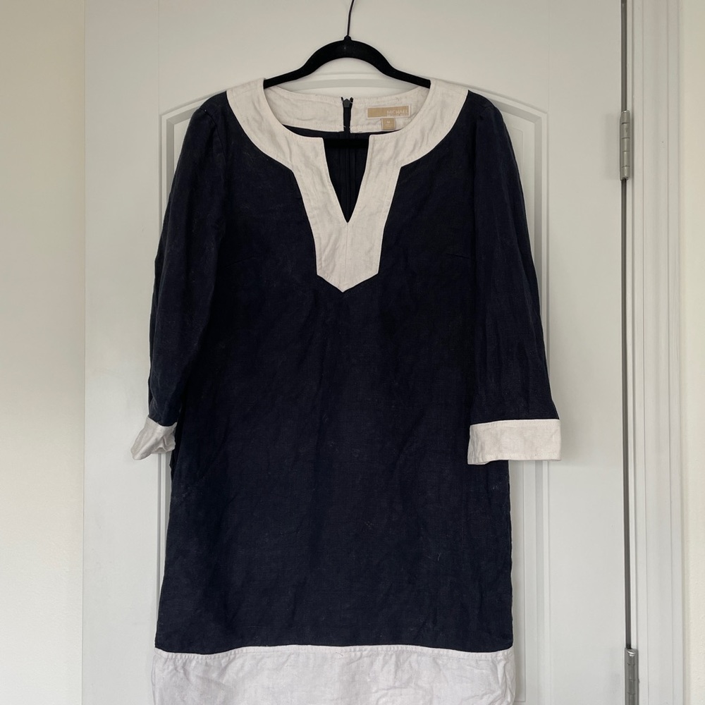 Navy Blue & White , Michael Kors , Shift Dress